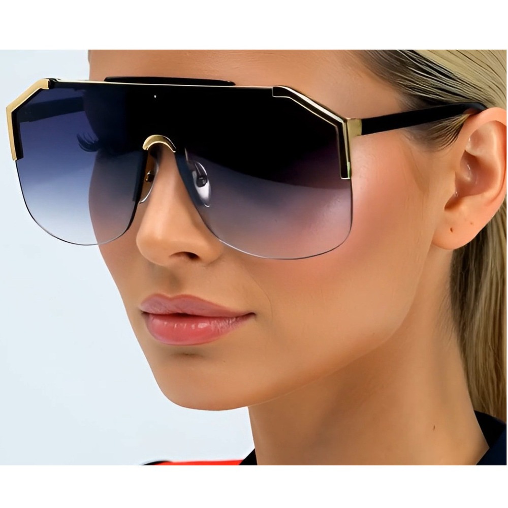 Oversized Sunglasses Women Fashion Gradient Black‎ Lens Street Wear Luxury Gafas
